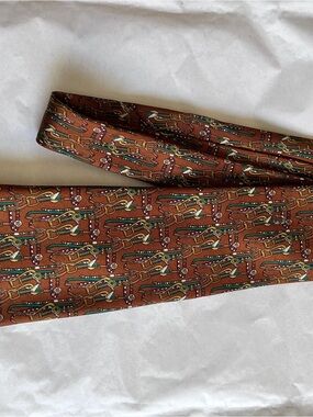 Vintage Salvatore Ferragamo Silk Equestrian Design Men's Necktie